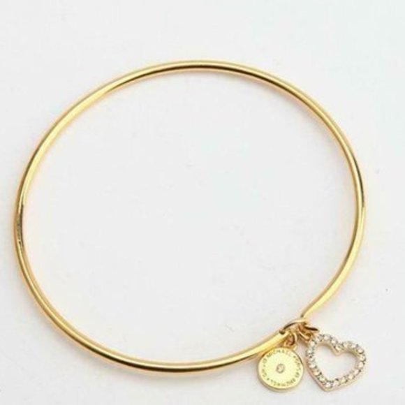 Michael Kors Gold Pave Heart Charm Bangle Bracelet - Picture 1 of 7